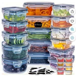 Stablo Food Storage Containers with Lids 48 Piece (24 Containers & 24 Lids)